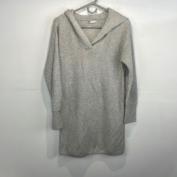 SO Knit Sweater Dress Long sleeve with hood a line super soft and cozy Small - Picture 2 of 12